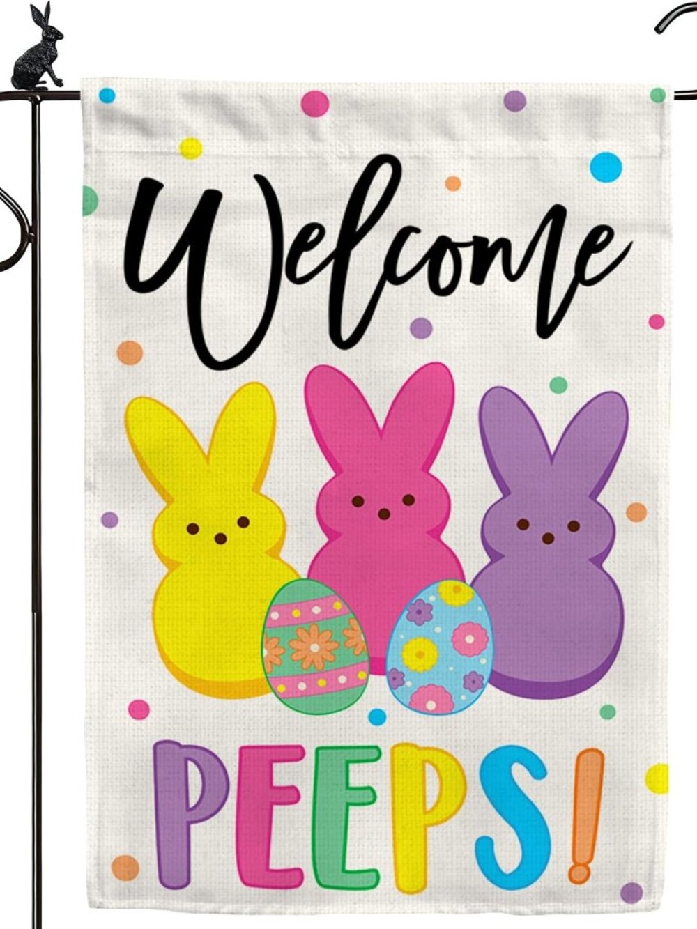 Easter Garden Flag 2x8 Double Sided - Welcome Bunny Spring Yard Flag - Easter De
